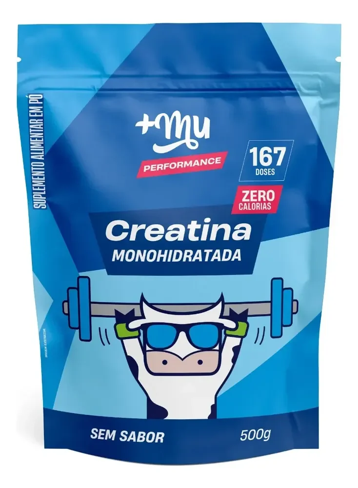 Creatina +Mu Monohidratada 100% Pura 500 g Sem Sabor (Refil)