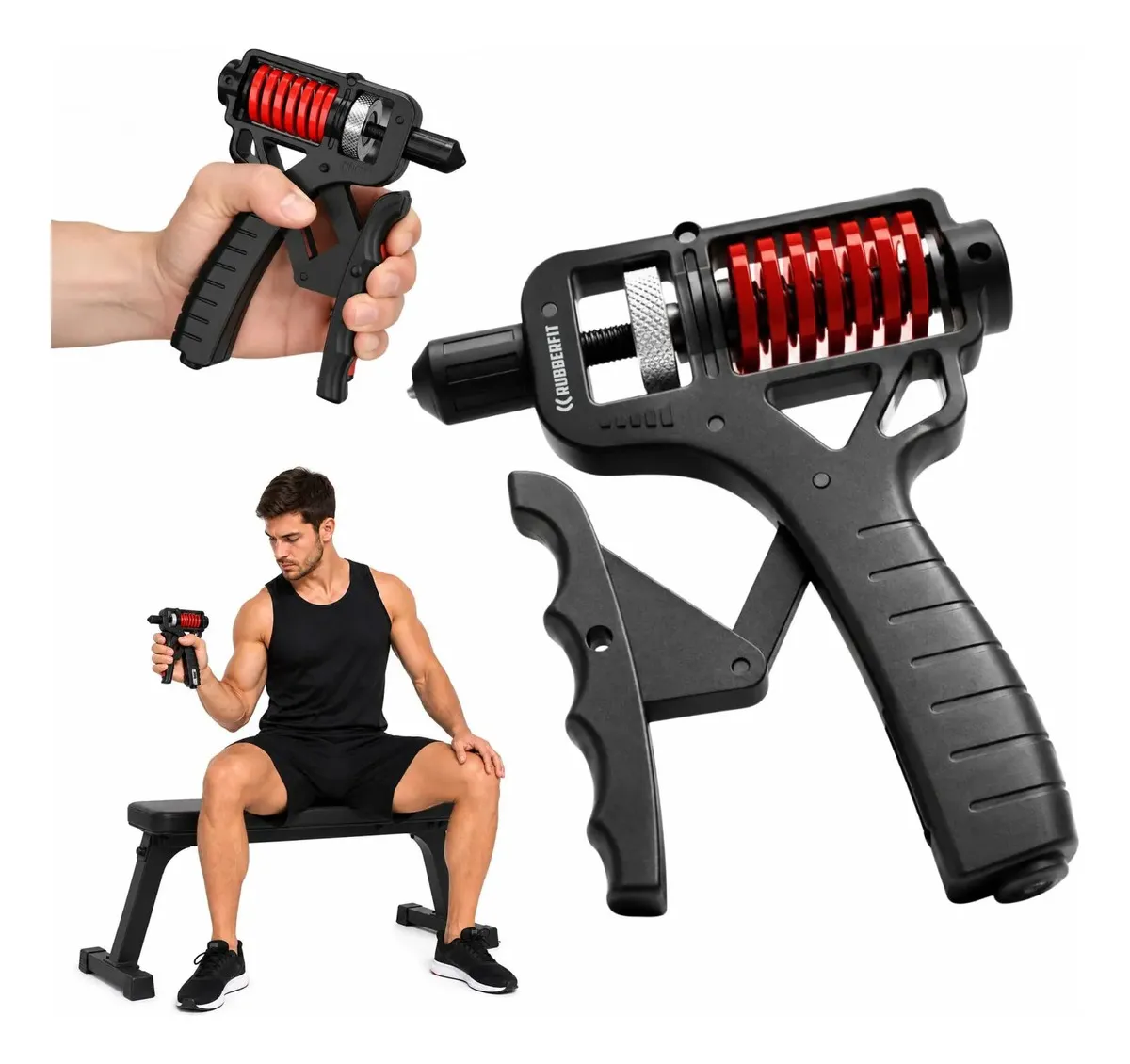 Hand Grip Ajustável Rubber Fit de Mola Dupla