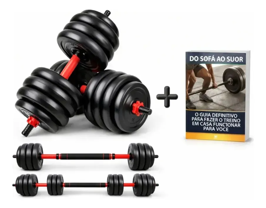 Kit Halteres 6 em 1 Ahead Sports até 40 kg (Halter, Kettlebell e Barra)