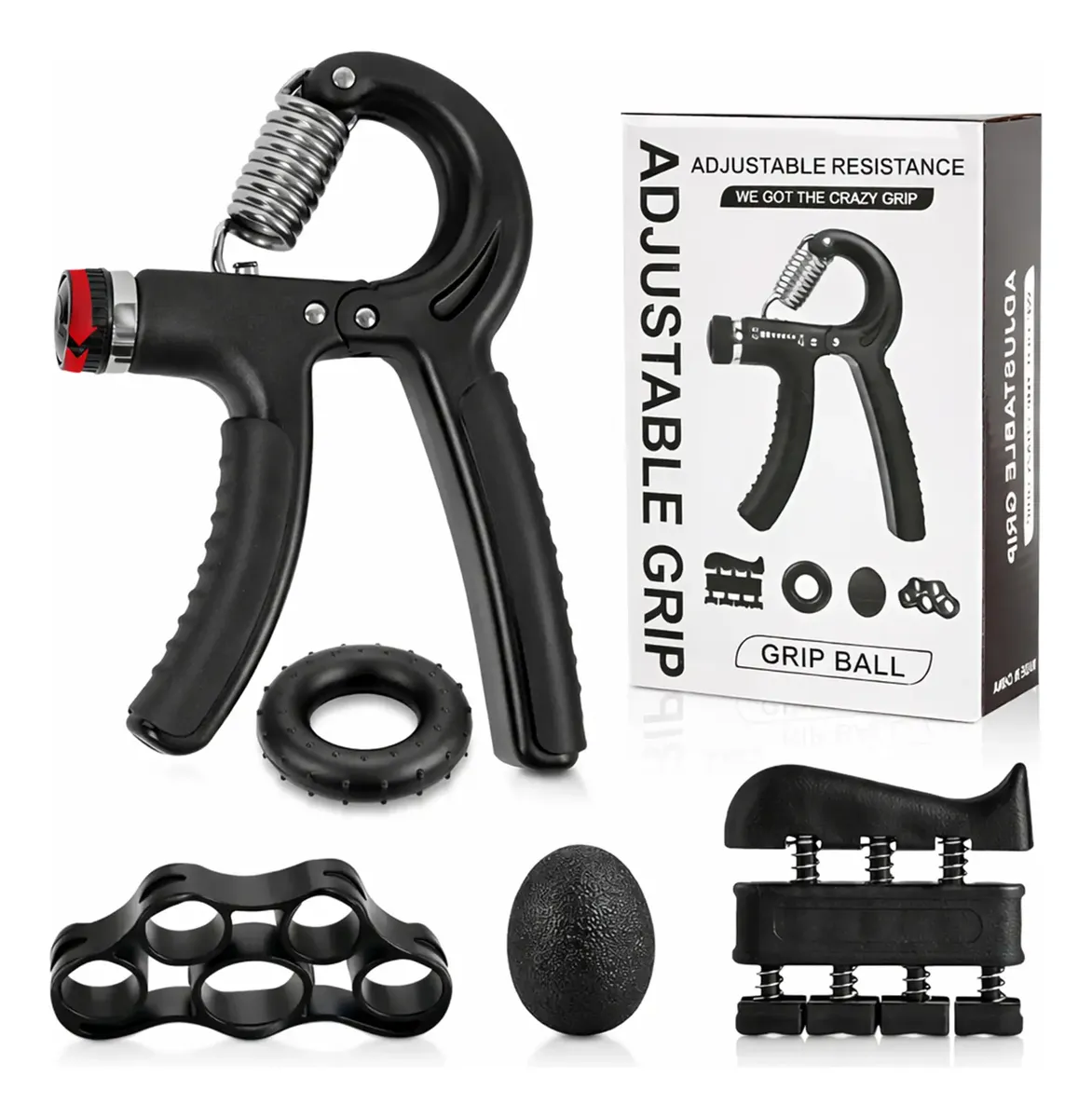 Kit Hand Grip 5 Peças com Exercitadores de Dedos