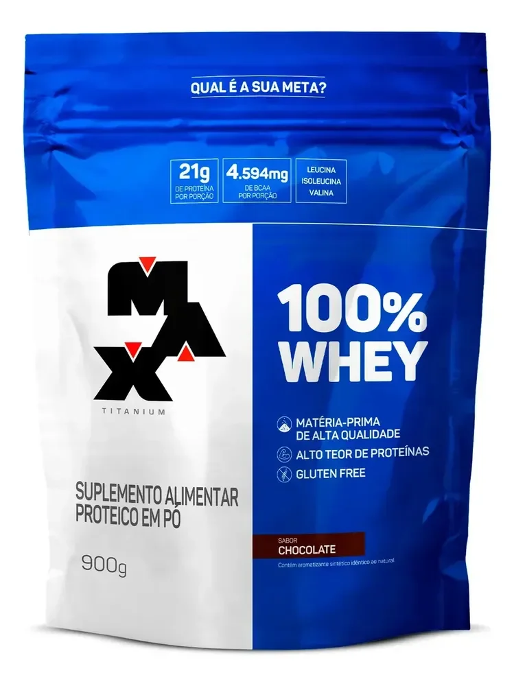 100% Whey Max Titanium Concentrado 900 g Chocolate (Refil)