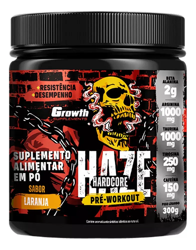 Pré-Treino Growth Haze Hardcore 300g Limão — review e melhor preço | gymcerto