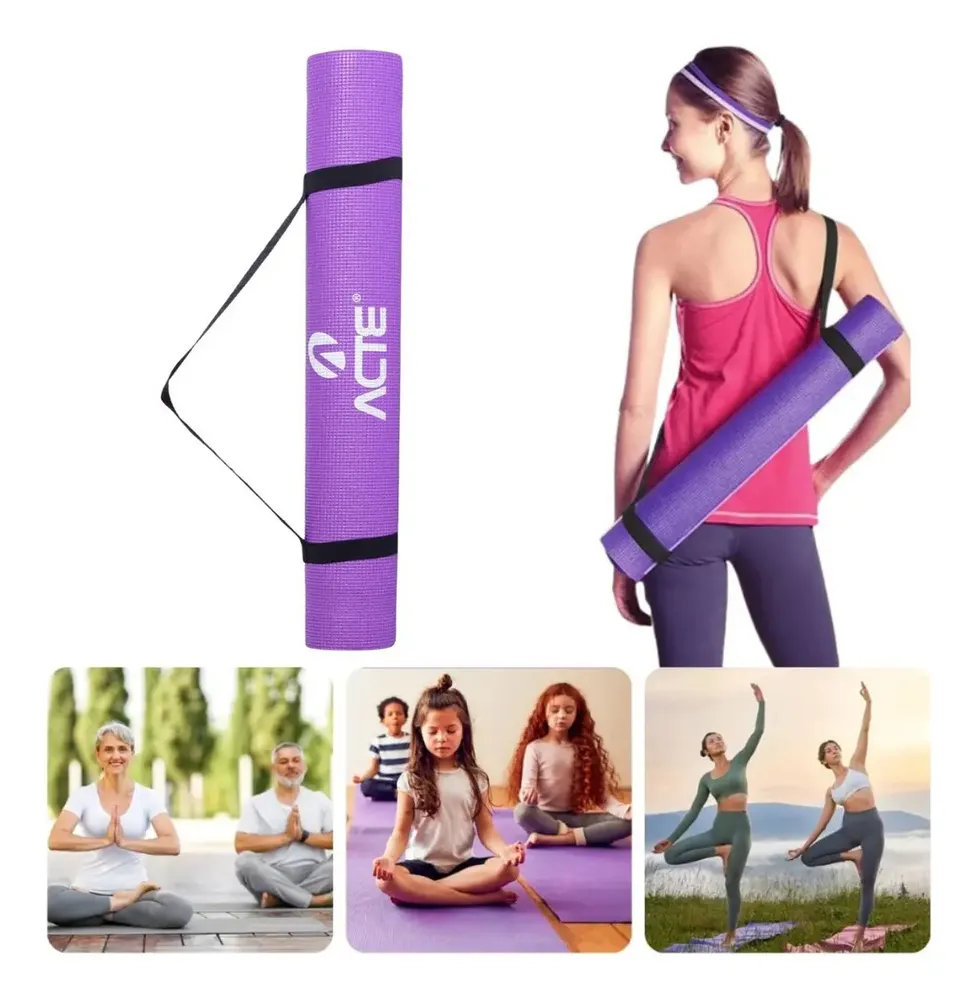 Tapete de Yoga Acte Sports PVC 4mm Antiderrapante e Dobrável