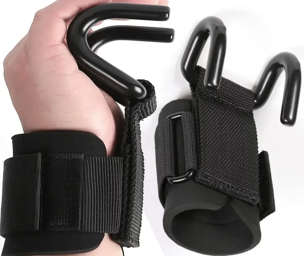 Yangfit Luva Strap com Gancho Garra de Aço para Musculação — Par