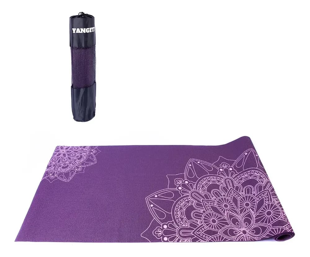 Tapete de Yoga Yangfit Mandala PVC Ecológico 5mm com Bolsa