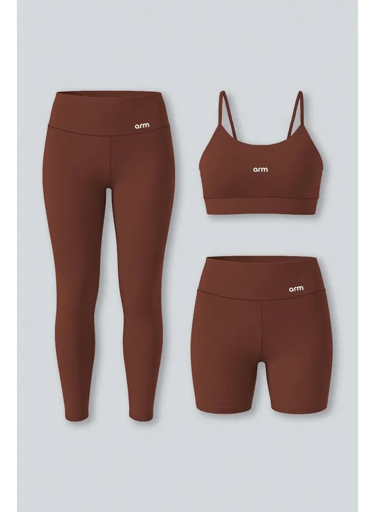 Kit Conjunto Fitness Legging, Short PowerSlim e Top Alça Arm Fitness (3 peças)