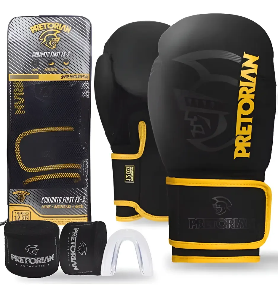 Kit Luva de Boxe Pretorian First FX2 + Bandagem + Bucal
