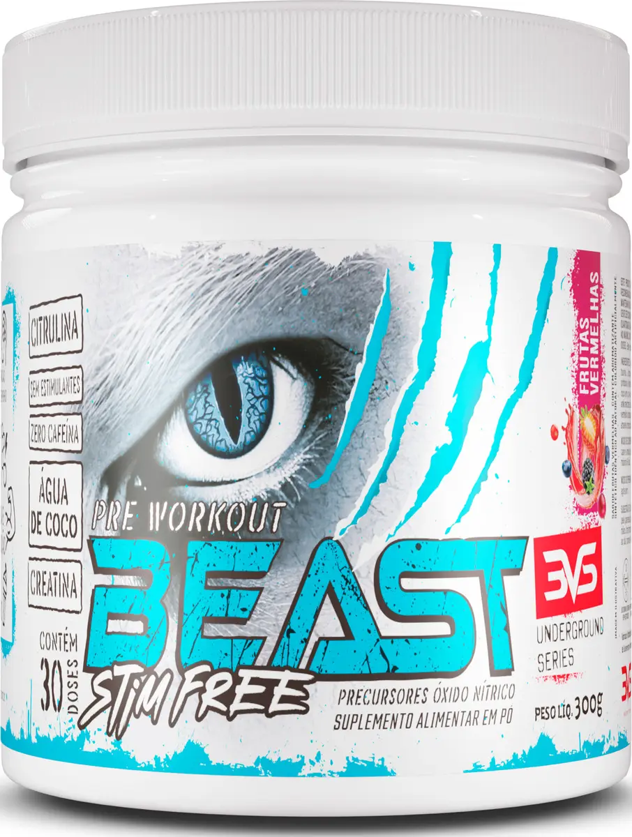 Pré-Treino Sem Cafeína Beast Stim Free 3VS Nutrition 300g