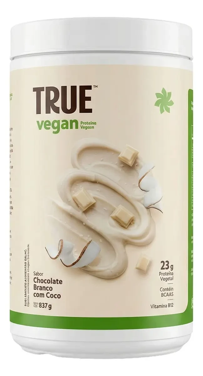 True Vegan True Source Proteína Vegana Chocolate Branco com Coco 837g