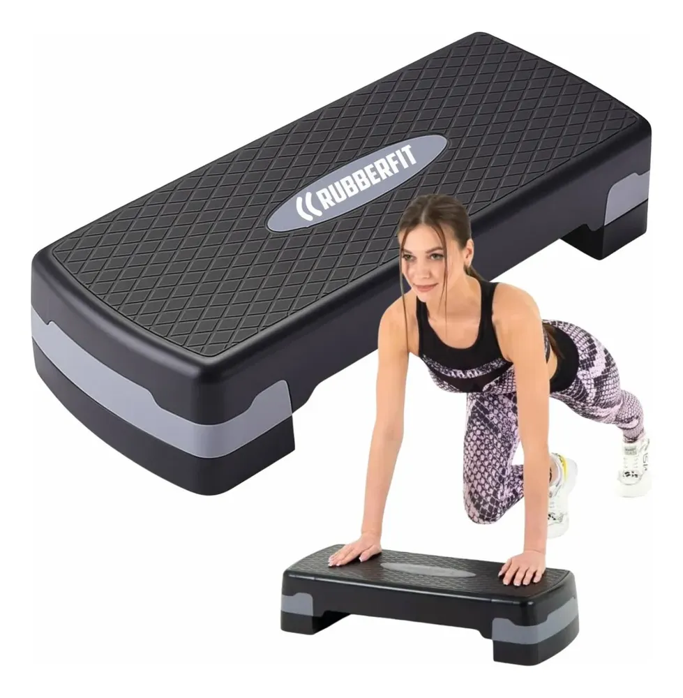 Step Academia Profissional Rubber Fit com Altura Ajustável de 10 e 15 cm