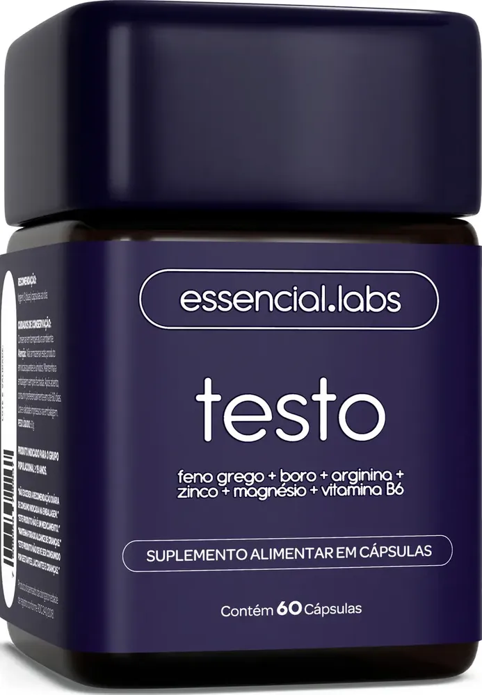 Testo Essencial – Fórmula Exclusiva com Feno Grego + Boro + Arginina + ZMA + Vitamina B6 – 60 cápsulas — review e melhor preço | gymcerto