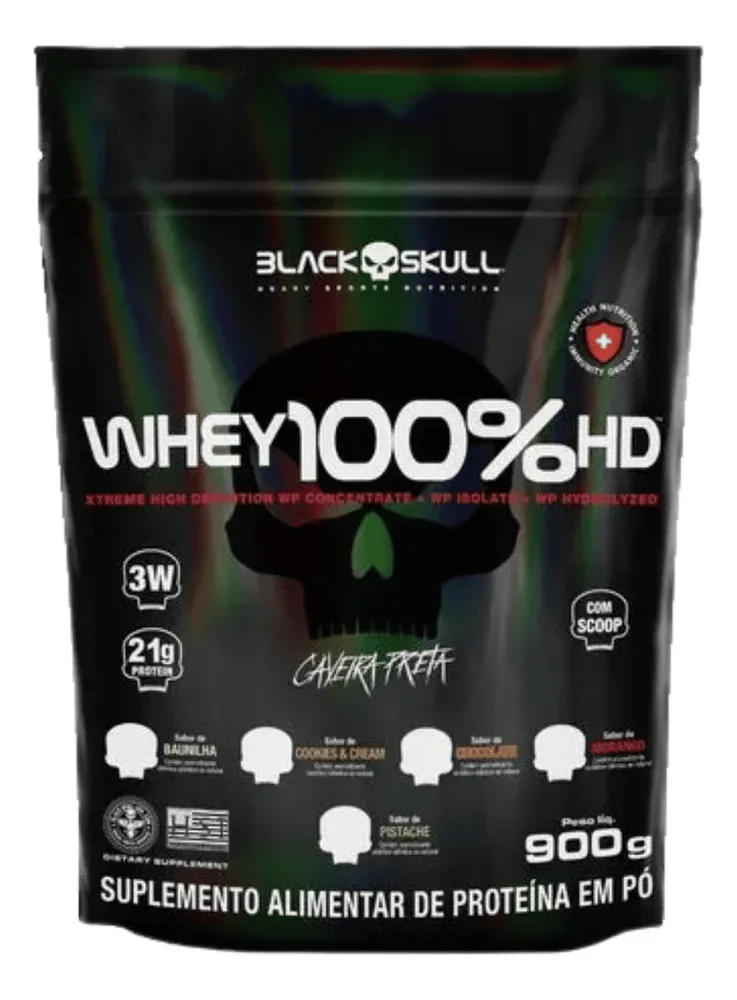 Whey 100% Hd 900g Refil Black Skull – Proteína Pó Sabor Cookies — review e melhor preço | gymcerto