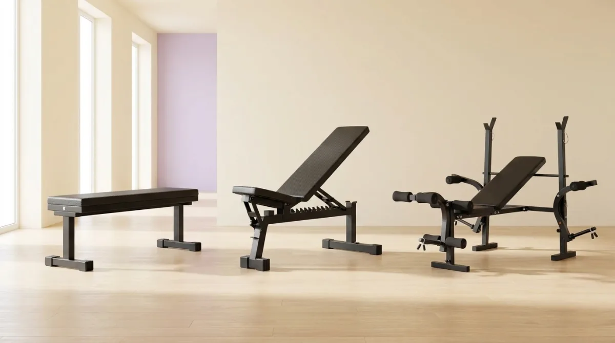 Bancos de supino reto e ajustável para treino de musculação em casa