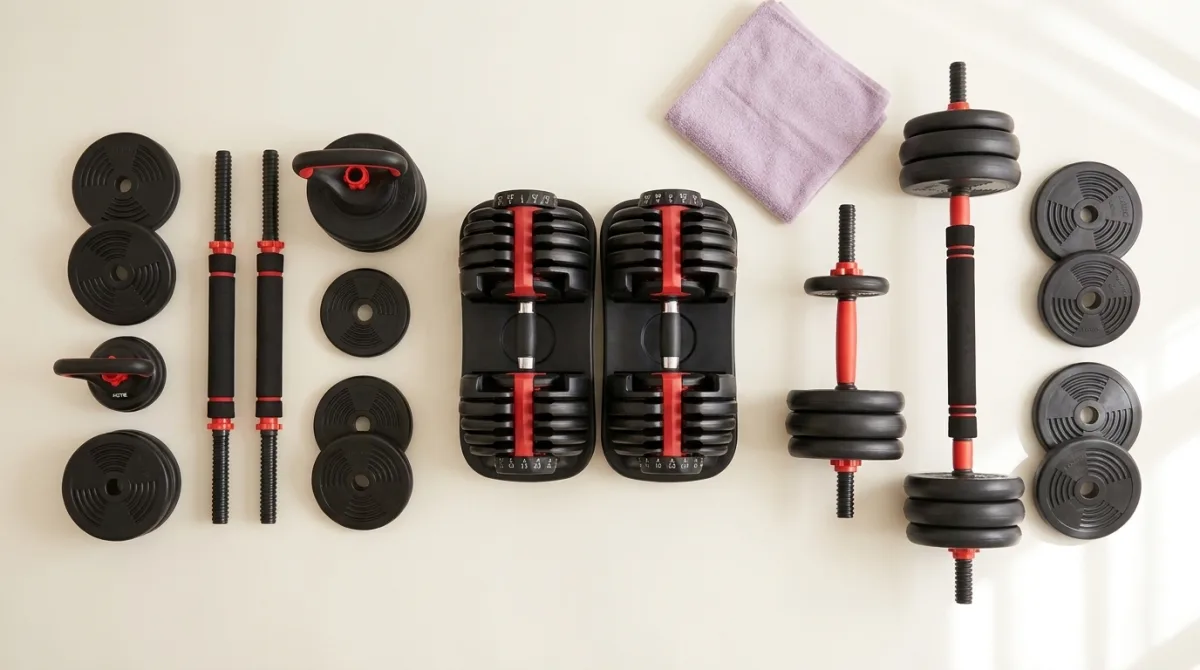 Halteres ajustáveis para treino de musculação em casa